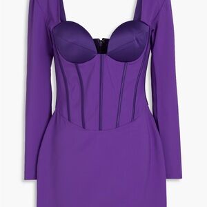 Women's Purple Veronica Satin-trimmed Crepe Mini Dress